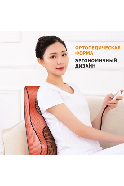 Массажная подушка для спины и шеи KZ0570 электрическая, 16 роликов, с ИК прогревом, 12/220В, красная Массажная подушка для спины и шеи KZ0570 электрическая, 16 роликов, с ИК прогревом, 12/220В, красная