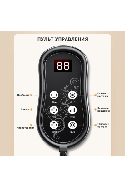 Массажная подушка для спины и шеи KZ0563 электрическая, 20 роликов, с ИК прогревом и регулируемой высотой, ароматерапией и доп. блоком, 12/220В Массажная подушка для спины и шеи KZ0563 электрическая, 20 роликов, с ИК прогревом и регулируемой высотой, ароматерапией и доп. блоком, 12/220В