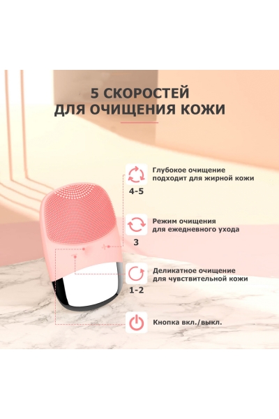 Смарт-щетка для чистки кожи лица MPF-12 электрическая, вибрационная, беспроводная