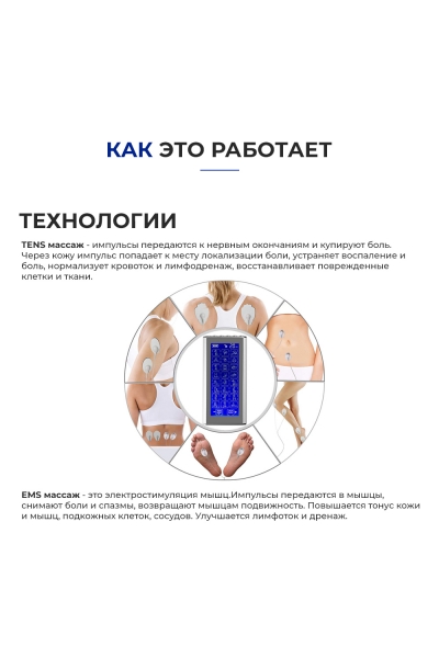 Массажер миостимулятор для тела, EMS-450, 2 канала, с EMS и TENS технологией, 36 режимов массажа, беспроводной Массажер миостимулятор для тела, EMS-450, 2 канала, с EMS и TENS технологией, 36 режимов массажа, беспроводной