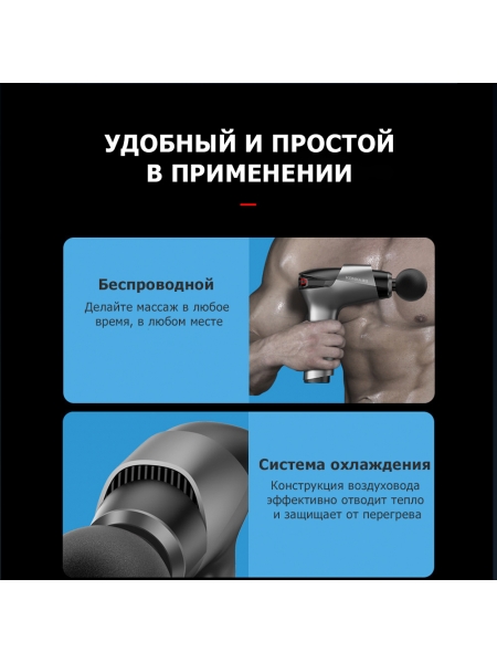 Массажер для тела перкуссионный MSG-011 электрический, вибрационный, 8 насадок, беспроводной Массажер для тела перкуссионный MSG-011 электрический, вибрационный, 8 насадок, беспроводной