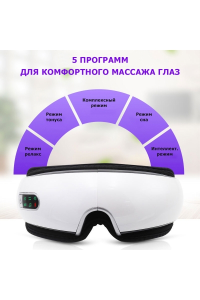 Очки массажер для глаз MSG-004 электрические, вибрационные, компрессионные, с ИК прогревом, 5 в 1, беспроводные