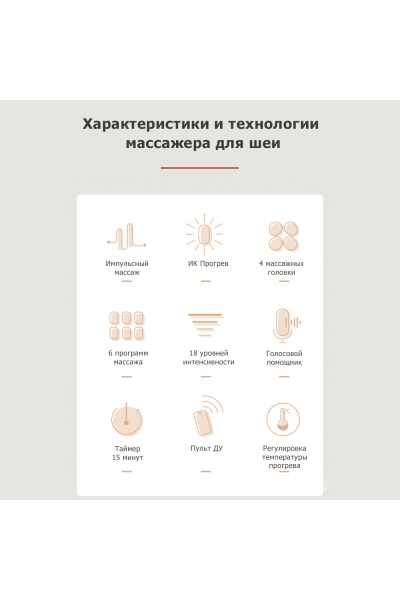 Массажер для шеи MSG-025 электрический, импульсный, с ИК прогревом, TENS EMS технологией, беспроводной Массажер для шеи MSG-025 электрический, импульсный, с ИК прогревом, TENS EMS технологией, беспроводной