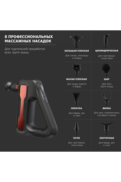 Массажер для тела перкуссионный MSG-014 электрический, вибрационный, 8 насадок, беспроводной Массажер для тела перкуссионный MSG-014 электрический, вибрационный, 8 насадок, беспроводной