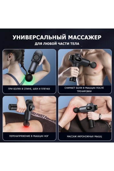Массажер для тела перкуссионный MSG-021 электрический, вибрационный, 8 насадок, беспроводной Массажер для тела перкуссионный MSG-021 электрический, вибрационный, 8 насадок, беспроводной