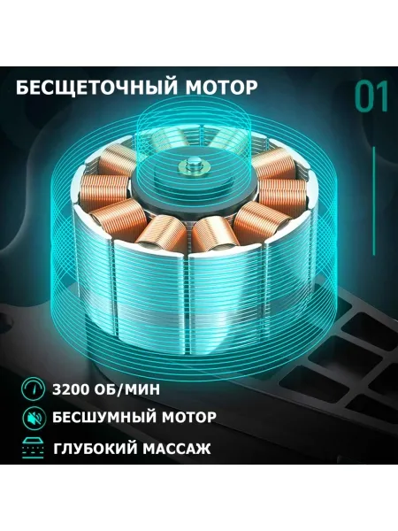 Массажер для тела перкуссионный MSG-009 электрический, вибрационный, 8 насадок, беспроводной Массажер для тела перкуссионный MSG-009 электрический, вибрационный, 8 насадок, беспроводной