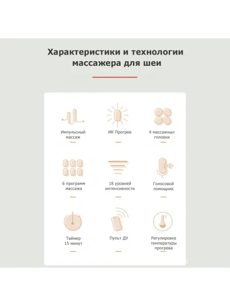 Массажер для шеи MSG-025 электрический, импульсный, с ИК прогревом, TENS EMS технологией, беспроводной