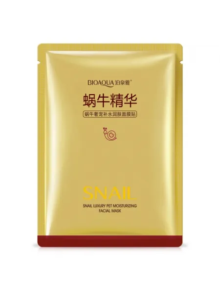 Маска для лица тканевая BIOAQUA SNAIL ESSENCE, с муцином улитки и экстрактом козьего молока, 25 гр.