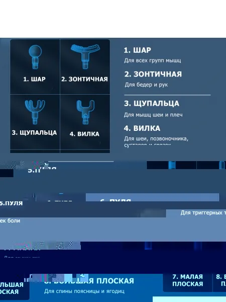 Массажер для тела перкуссионный MSG-021 электрический, вибрационный, 8 насадок, беспроводной Массажер для тела перкуссионный MSG-021 электрический, вибрационный, 8 насадок, беспроводной