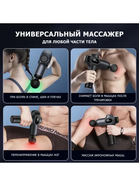 Массажер для тела перкуссионный MSG-021 электрический, вибрационный, 8 насадок, беспроводной Массажер для тела перкуссионный MSG-021 электрический, вибрационный, 8 насадок, беспроводной